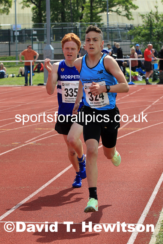 Men and Boys 1500 metres, 2022 North Eastern Track and Field Champs., Middlesbrough. David T. Hewitson/Sports for All Pics